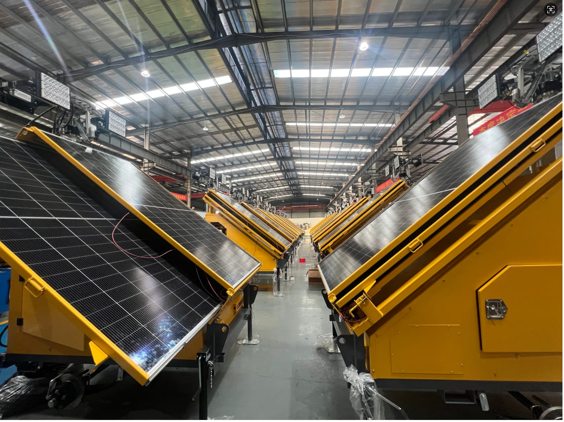 Solarlichtturm wird montiert